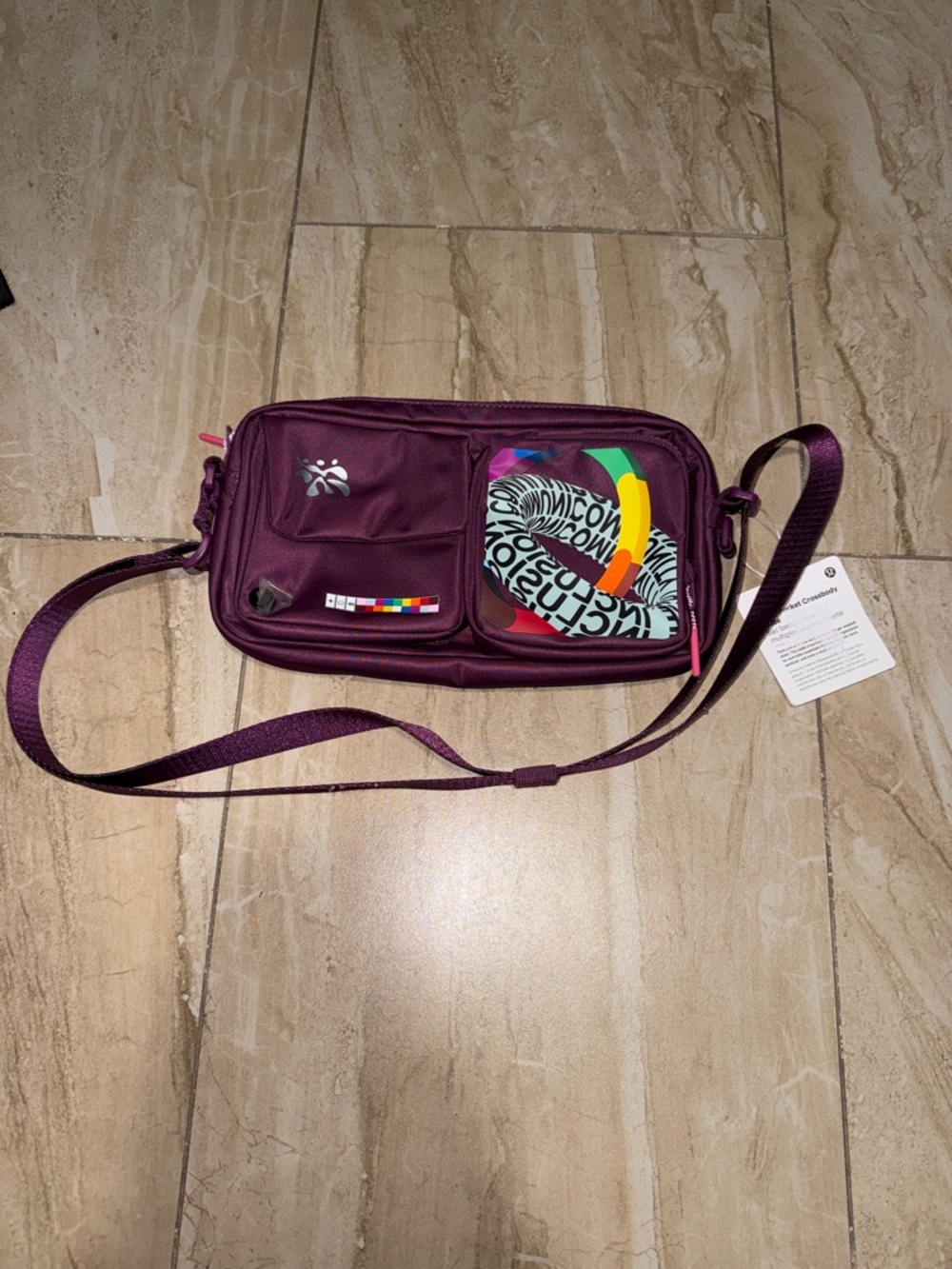 Purple LuLuLemon multi pocket Crossbody Bag *Pride